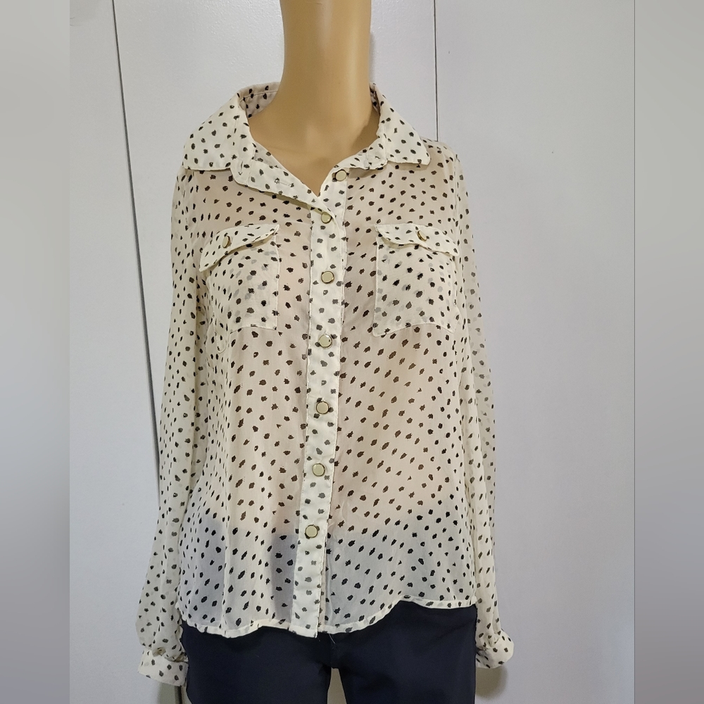 Iris Los Angeles Small Long Sleeve Polka-dot Blouse